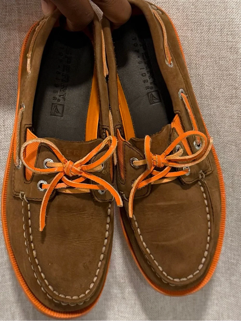 Brown and Orange boys Sperry Boat Shoes